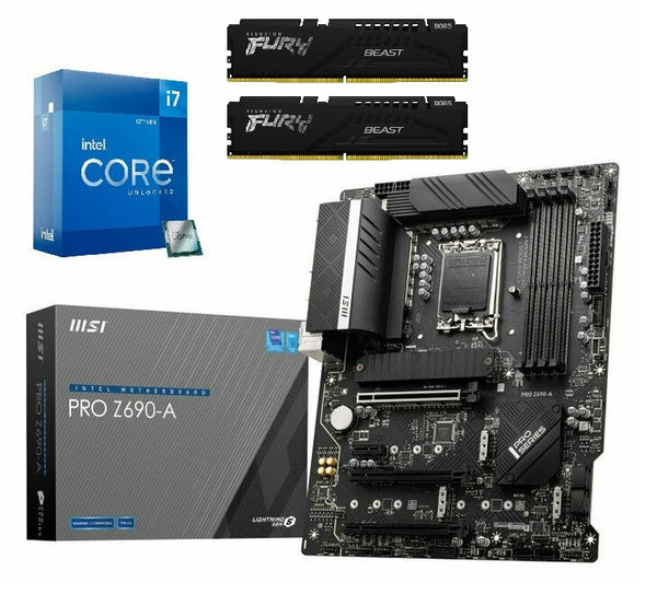 Aufrüst-Kit Intel Core i7-12700K, MSI Pro Z690-A, G.Skill Trident Z5 RGB schwarz Kit 32GB DDR5-5600