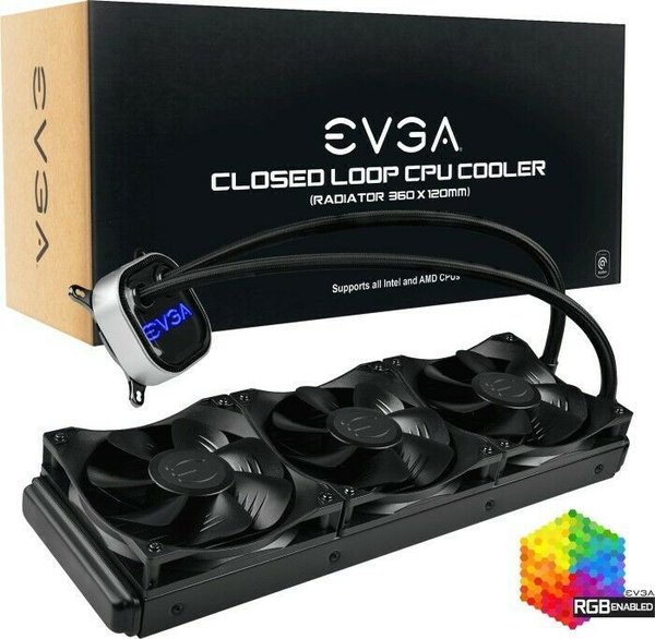 EVGA CLC 360 (400-HY-CL36-V1) All-In-One Wasserkühlung CPU, Intel&AMD, RGB LED Beleuchtung