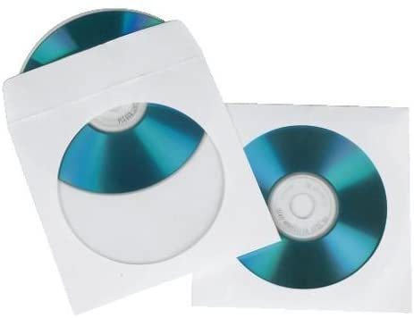 Hama CD-/DVD-/Blu-ray Papierhüllen, 100er-Pack (mit transparentem Sichtfenster, verschließbar