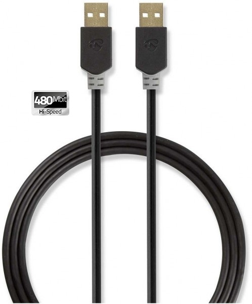 USB-Kabel  USB 2.0, USB-A Stecker, USB-A Stecker, 480 Mbps, Vergoldet, 2.00 m, Sonderpreis/Abverkauf