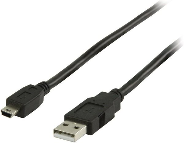 Valueline VLCP60300B50 - USB 2.0 Kabel, Stecker Typ A -> 5-pin Mini-Stecker, 5m, Schwarz