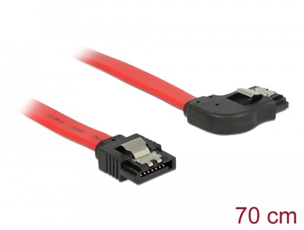 Delock SATA 6 Gb/s Kabel gerade auf rechts gewinkelt 70 cm rot 83970