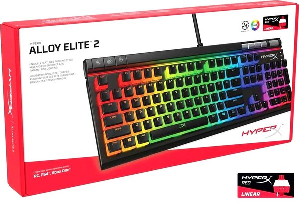 HP HyperX Alloy Elite 2, LEDs RGB, HyperX RED, USB, DE (QWERTZ) Gaming Tastatur, beleuchtet