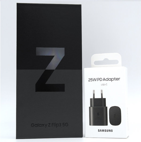 Samsung Galaxy Z Flip 3 5G, F711B 128GB Phantom Black + Ladeadapter