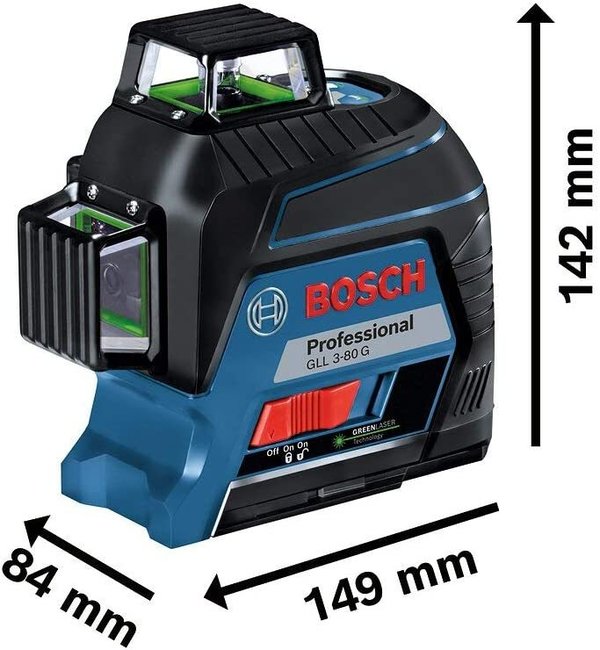 Bosch Professional GLL 3-80 G Linienlaser inkl. Koffer, Arbeitsbereich 30 m (0601063Y00)