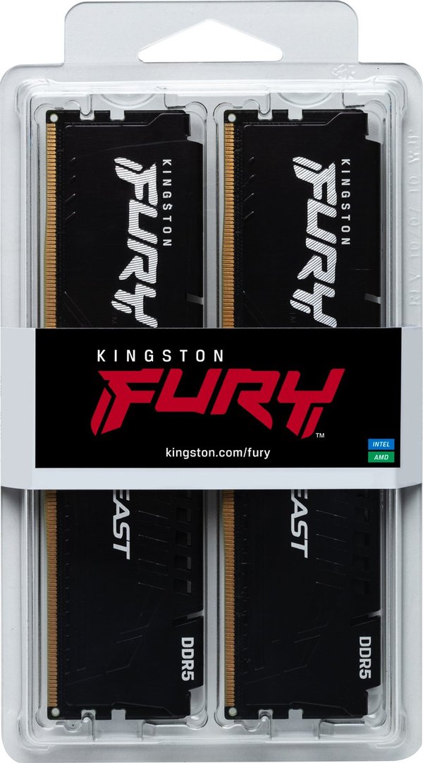 Kingston FURY Beast DIMM Kit 16GB, DDR5-4800, CL38-38-38, on-die ECC (KF548C38BBK2-16)
