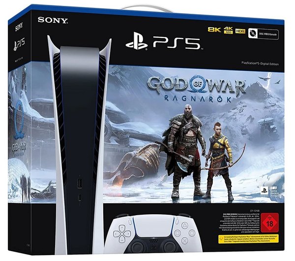 Sony PlayStation 5 Digital Edition - 825GB God of War: Ragnarök Bundle weiß (9451693)
