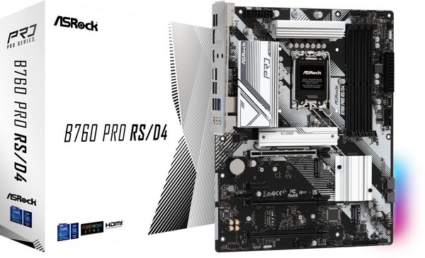 ASRock B760 Pro RS/D4 Mainboard, Intel Sockel 1700, DDR4, PCIe 4.0 (90-MXBL80-A0UAYZ)