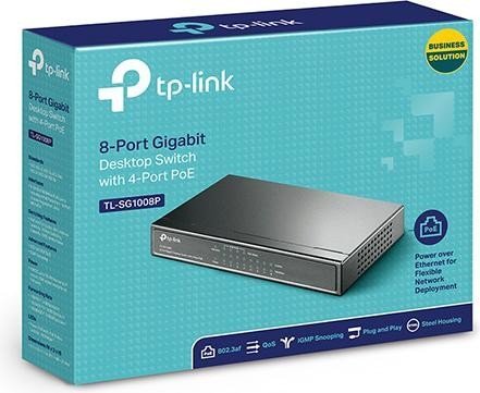 TP-Link TL-SG1000 Desktop Gigabit Switch, 8x RJ-45, PoE+ (TL-SG1008P)