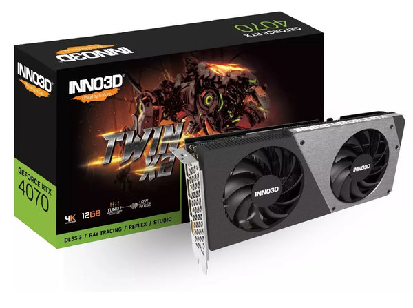 INNO3D GeForce RTX 4070 Twin X2, 12GB GDDR6X, HDMI, 3x DP (N40702-126X-185252N)