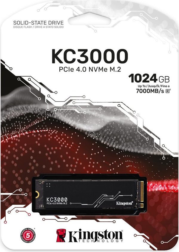 Kingston KC3000 PCIe 4.0 NVMe SSD 1TB, M.2 (SKC3000S/1024G)