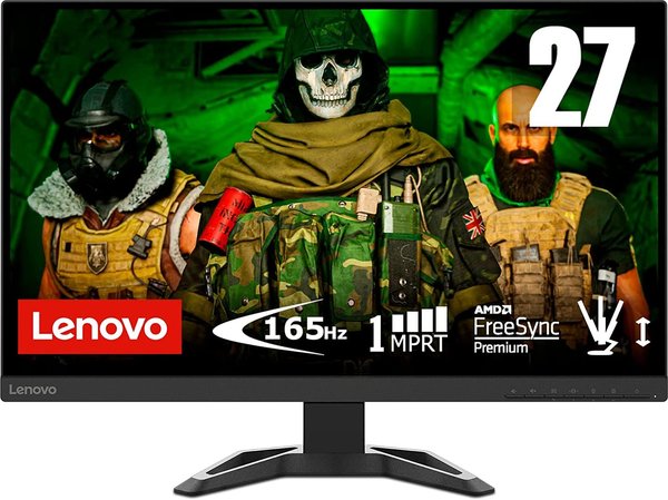 Lenovo G27-37, 27" Full HD Monitor, 1920x1080, 165Hz, HDMI, DisplayPort, 1ms Reaktionszeit