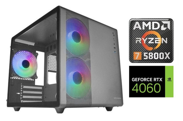 Gaming PC AMD Ryzen 7 5800X, MSI RTX 4060, 1TB M.2 SSD, 16GB RAM, B550