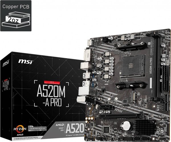 MSI A520M-A PRO Mainboard, Sockel AMD AM4 (7C96-001R)